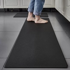 Mins Living 北歐PVC素色廚房地墊, 黑色, 1張