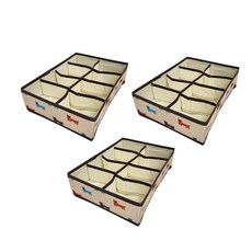 MINEING 折疊式隔板內衣收納盒 8格, 米色, 3個