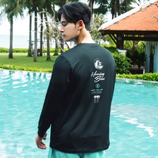 헤링본 남성용 워터 멀티 스포츠 루즈핏 긴팔 래쉬가드 상의 RI380