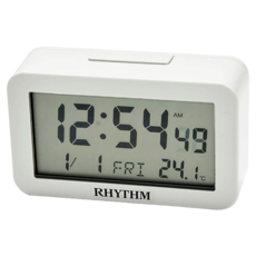 RHYTHM 日本麗聲時計 多功能液晶電子鐘, 白色