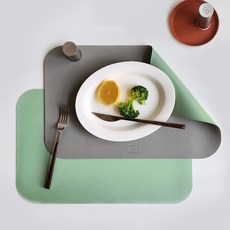 ade.l 餐用皮革餐墊 2入, 灰色 + 薄荷綠, W 428mm x D 420mm x 厚度 1.8mm, 2個