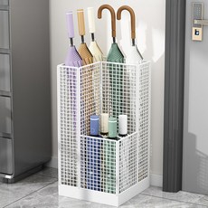 HICKIES 網狀方形鋼製咖啡廳商店大容量雨傘架 R06, 1個, 白色