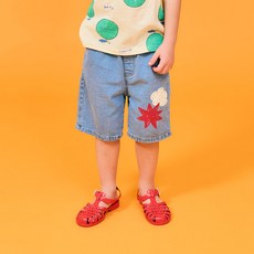 Lala Amang 童款幾何圖案印花5分牛仔短褲