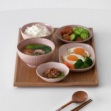 NICOTT Everyday Collection 1人碗盤禮盒組 8p, 1套, 碗盤5種 + 彩色湯匙 + 筷子 + 托盤, 櫻花