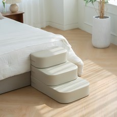 Dograpy 圓角可折疊寵物階梯 3階, 米色, 1個