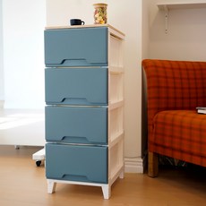 BONOHOUSE 韓國製 Lanovo 木質頂板四層抽屜櫃, 海軍藍, 1個