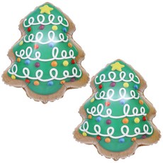 GRABO 聖誕樹餅乾鋁箔氣球, 綠色, 2個