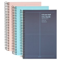 數學筆記本 3入, 海軍藍, 藍色, 粉色, 1套