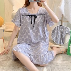 Sonio 蝴蝶結孕婦哺乳連身睡裙