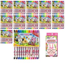 MONAMI 慕那美 動物圖案彩色記號筆 12色款 12入+卡通圖案鉛筆 HB款 10入組, 粉色的, 1套