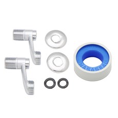 水龍頭偏心S型接頭 小 2入 + 偏心王 2入 + 橡膠墊圈 2入 + 鐵氟龍膠帶 套組, 1套