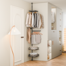 프란다스 퀸센스 무타공 고정식 높이 조절 문 뒤 옷걸이행거 C형, 블랙