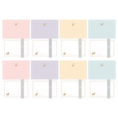 TOCTOC 動物剪影燙金信紙4件組, 貴賓狗, 貓咪, 獨角獸, 兔子, 2套