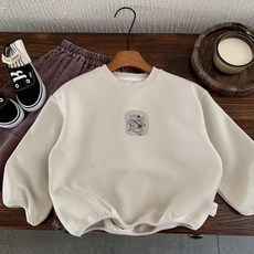 EYOUMONG 兒童寬鬆圓領泡泡袖卡通長袖大學T恤 E5W102