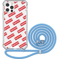 JUST4YOU 슈프림 투명방탄 강화 목걸이 휴대폰 케이스