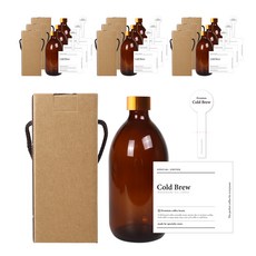 Glassdomae 棕色咖啡瓶 500 毫升 + 沖壓金色瓶蓋 + 瓶標經典冷萃咖啡 + 瓶蓋標籤經典冷萃咖啡印章 + 盒子, 10組