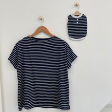 寵物 Touaemoir 條紋板棉 T恤情侶衣服, 海軍