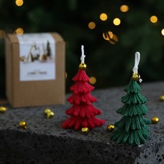 Laea 聖誕樹蠟燭2件組, 紅色, 綠色, 黑櫻桃, 森林微風