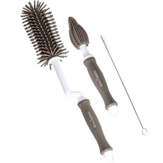 AttiRabbit 可煮沸消毒矽膠奶瓶刷3件組, 1組, 灰褐色