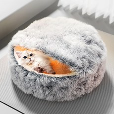 파스텔펫 반려동물 극세사 숨숨 원형쿠션, 1개, 그레이