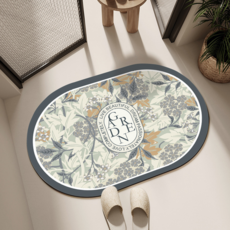 코다치프 플라워 규조 머드 화장실 문 앞 미끄럼 방지 욕실 흡수 발매트 30 x 40 cm, 잎 언어, 1개