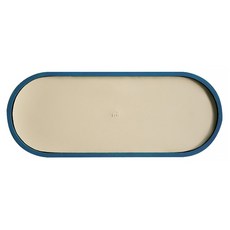 Ilovehome 圖形木質多功能橢圓托盤, 藍色