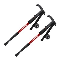 G&Y 杜拉鋁輕量登山杖 2入 4段 T型, 紅色