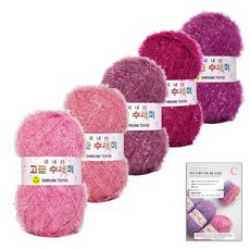yarna 고급 수세미 뉴컬러 80g x 5종 + 도안 C타입 8종 세트, 07 바이올렛 그라데이션, 1세트