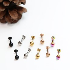 Midami 簡約基本款扁平槓鈴式耳環 5款 x 2件組 4mm