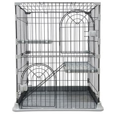 寵物夢工廠 優雅別墅3層貓籠, 灰色, 1個