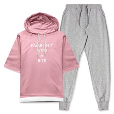 YTCLOSET 層次感大尺碼短袖連帽運動服上下套裝