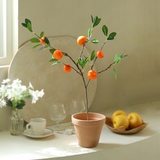 센트바스켓 푸릇푸릇 조화 과일나무 + 화분세트, 감귤, 1세트
