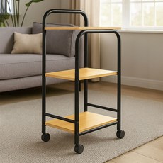 가구느낌 라파 선반수납 다용도 진열장 400 트롤리, 네추럴블랙, 3단