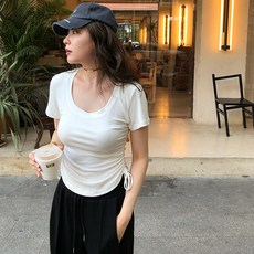 여성용 굿샵 핫메이드 소녀 라운드 티셔츠