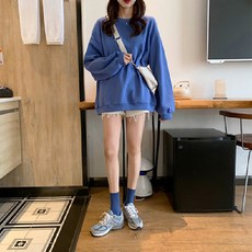 피어니스트 여성용 스웨트 라운드 오버핏 무지 맨투맨