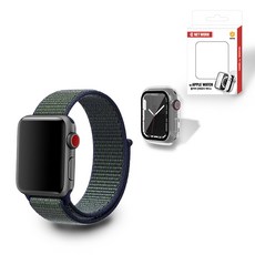 디씨네트워크 스마트워치 경량 스포츠 스트랩 + 풀커버 하이브리드 케이스 세트, 스톤그린믹스(스트랩), 반투명(케이스), 1개