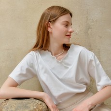 엽페 여성용 V SHIRRING T-SHIRTS