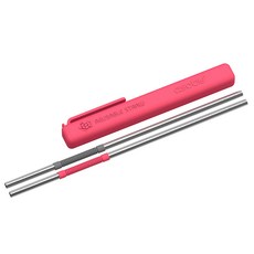 asobu 環保不鏽鋼可彎折雙色吸管 俏麗桃, 2支, 1組