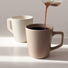 Iwooa 百褶大馬克杯 500ml x 2件組, 1套, 奶油, 可可