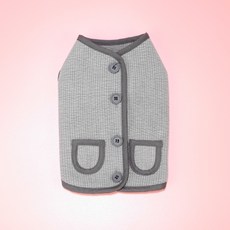 Design Sano 狗狗絎縫口袋開襟衫, 灰色