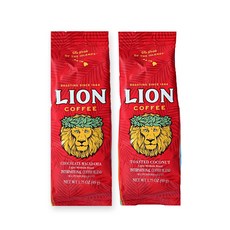 LION COFFEE Lioncoffee 袋裝咖啡粉 巧克力澳洲堅果風味 49g+烘烤椰子風味 49g, 粉碎