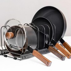 bella cuisine 寬度可調平底鍋與鍋具收納架, 6層, 1組, 巧克力色