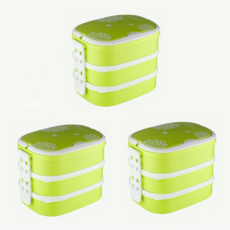One Life Nature 迷你三層餐盒, 3個, 綠色