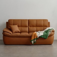 퍼리든 누벨라 가죽 3인용 쇼파 + 쿠션 세트 방문설치, 카멜