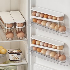 바른리빙 미끄럼 냉장고 계란 보관함 ET-02, 투명 + 화이트, 2개