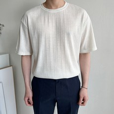 머시따 남성용 통기성 골지 라운드 니트반팔 티셔츠