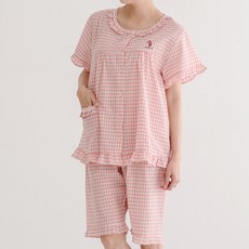 JJiniya 女童學生簡約格紋純棉短袖上下套裝