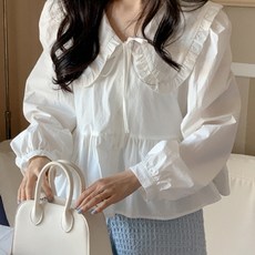 PEONIST 荷葉邊大翻領襯衫