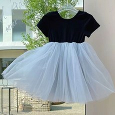 Uvely 女童後背交叉短袖紗裙芭蕾舞衣