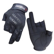 HACKERS 3指切口釣魚手套 JSF-143, 黑色